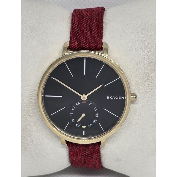 Womens Skagen Hagen SKW2354 Small Second Hand Black Dial Gold Tone Case Watch 13 main image 6